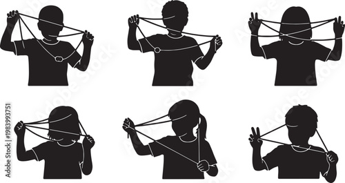 Children Playing Cats Cradle String Game