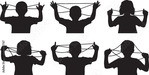 Children Playing Cats Cradle String Game