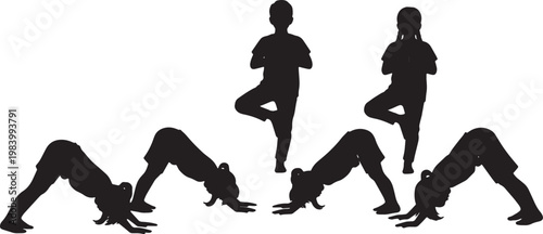 Children Practicing Yoga and Stretching