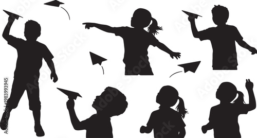 Children Flying Paper Airplanes
