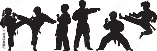 Kids Practicing Karate and Martial Arts