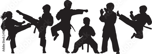 Kids Practicing Karate and Martial Arts