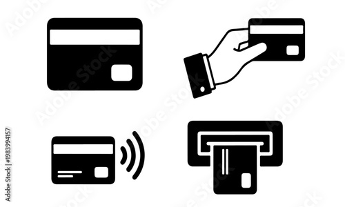 ATM Machine Icon with Credit Card Slot for Cash Withdrawal and Banking