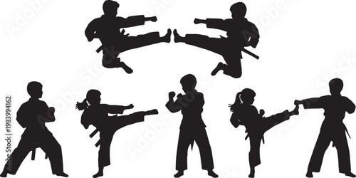 Kids Practicing Karate and Martial Arts