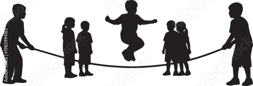Kids Playing Long Rope Skipping