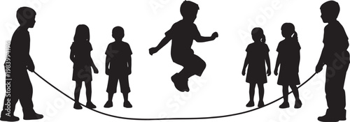 Kids Playing Long Rope Skipping