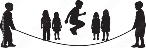Kids Playing Long Rope Skipping