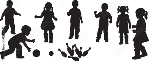 Kids Playing Toy Bowling Game