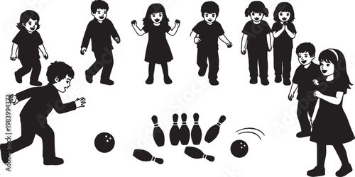 Kids Playing Toy Bowling Game