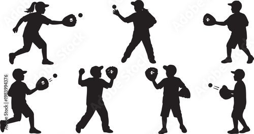 Children Playing Catch with Ball and Glove