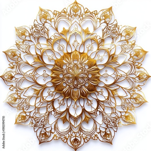 ornate golden floral mandala with layered filigree petals radiating elegance and luxury