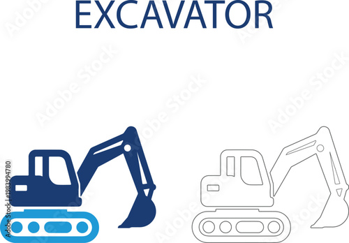 Excavator vector icons