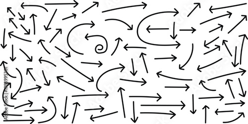 Hand drawn arrows chaotic directional sketch for design conceptual art