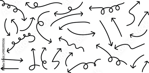 Hand drawn arrows a collection of sketchy directional indicators for design illustration