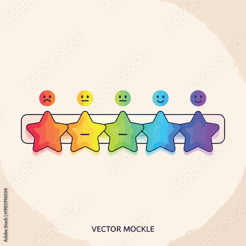 Colorful star rating system icons.