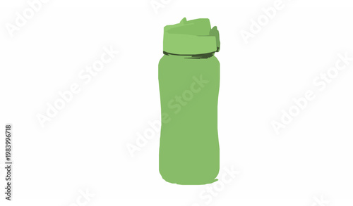 Light green reusable water bottle with flip lid 3D realistic vector isolated on white eco product concept