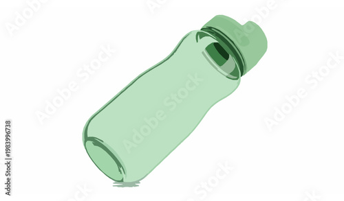 Transparent light green sport water bottle 3D vector isolated on white reusable eco hydration design