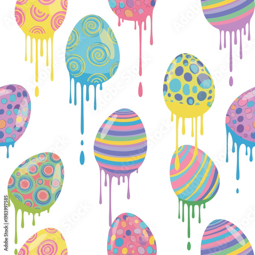 Colorful Easter Eggs with Melted Wax.