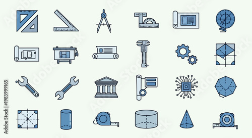 Collection of various engineering tools icons.