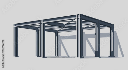 Steel Building Frame Structure Construction.