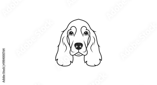 Cute Spaniel Dog Head Line Art Illustration. Detailed Pet Face Outline, Simple Animal Graphic Design Element.
