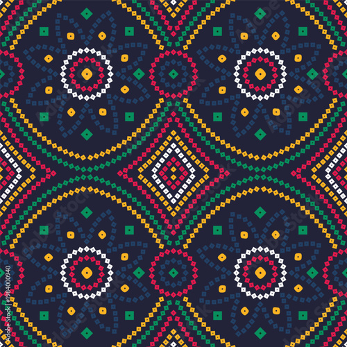 Tableau sur toile New block print allover seamless repeat pattern
