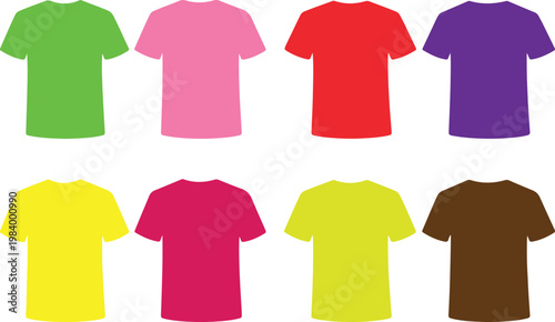 Modern fashion template set with blank t shirt clothing silhouette mockups