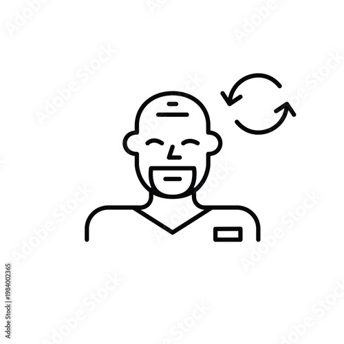 Medical appointment update, health refresh, patient care renewal. Surgeon and renew arrows. Pixel perfect, editable stroke vector icon