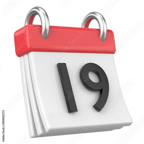 Photos 19th. Nineteenth day of month. Calendar. 3D illustration.