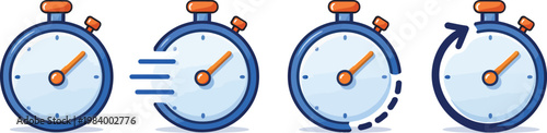 Collection of circular timer icons displaying varying time intervals
