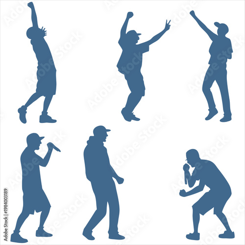 Evolution of human postures and tool usage depicted through silhouettes