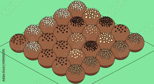 Brown Cookies with Different Toppings.