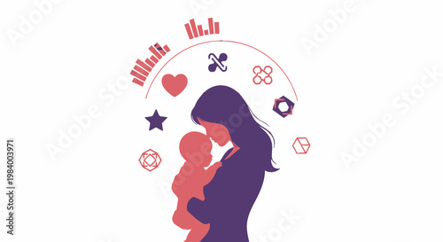 Mother holding newborn baby close.