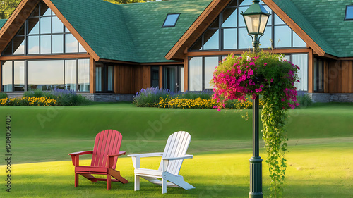 A beautiful summer resort featuring cozy wooden lodges