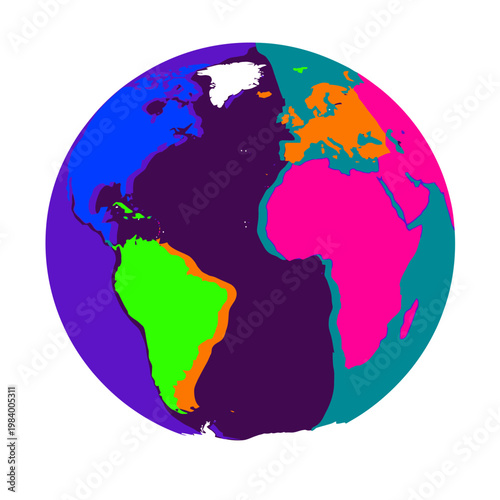 Colorful illustration of the world globe.