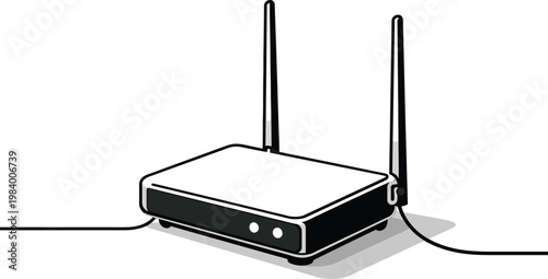 A simple black silhouette of a wireless router transmitting a signal a modern communication device silhouette
