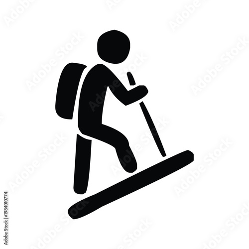 Person hiking with trekking poles and backpack on a trail