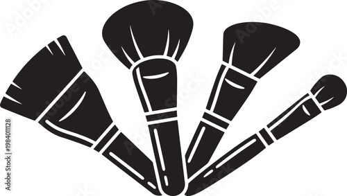 Black makeup brushes for beauty and cosmetics