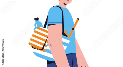 Back to school, student illustration, cartoon kid, backpack vector, schoolboy
