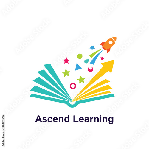 Colorful Book Learning Education Logo Design.