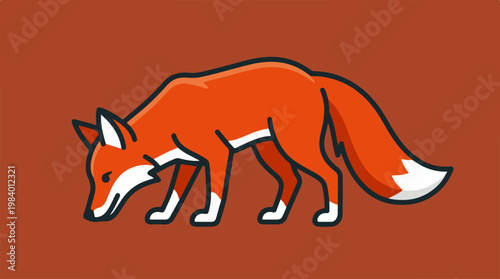A vibrant illustration of a fox, focused and alert, on a warm background.