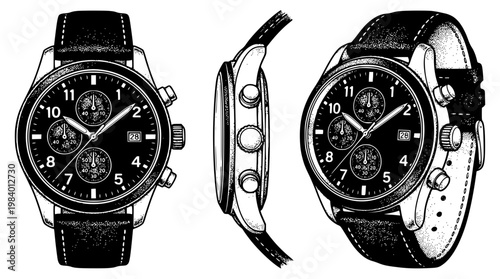 Detailed vector illustration of a modern watch design