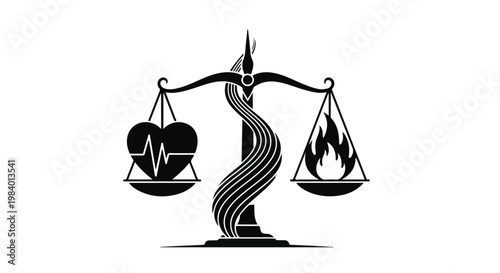 Balancing health and passion on scales of justice, representing life choices.