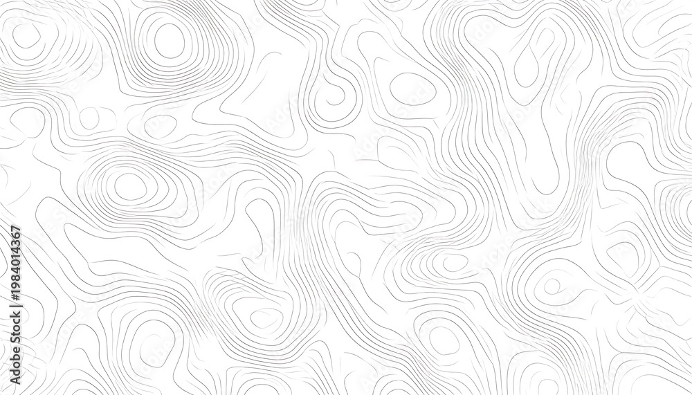 Fototapeta premium White background with gray, layered contour lines resembling topography