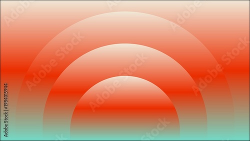 Photos Abstract geometric gradient arch horizontal background, warm peach red and mint
