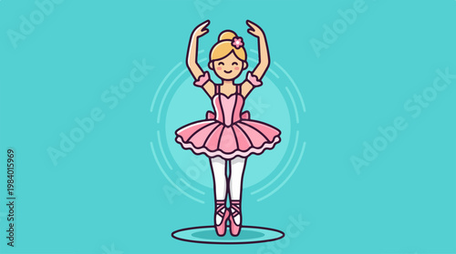 Graceful Ballerina in Pink Tutu Posing Elegantly on Stage.