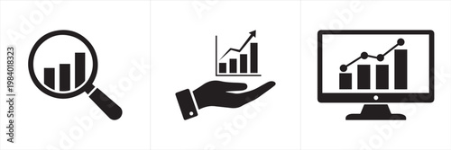 Data analytics business growth icons