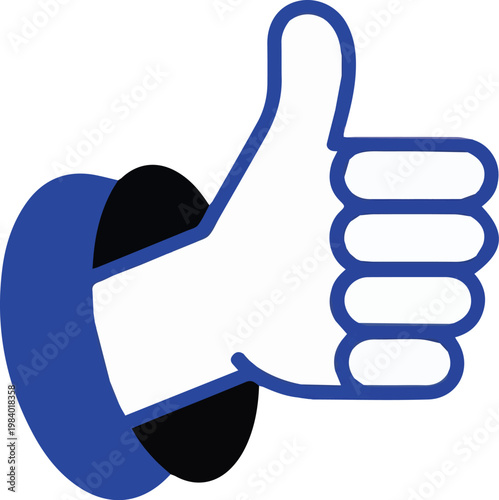 A blue thumbs up icon with a phone receiver integrated into the design
