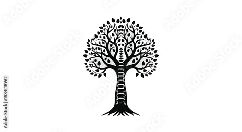 Symbolic tree with a ladder integrated into its trunk, representing growth and aspiration.