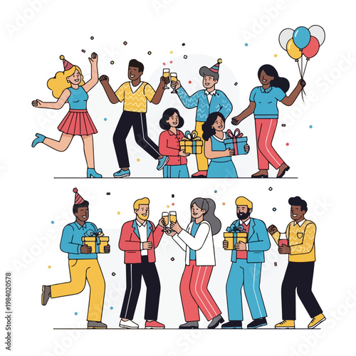 Diverse Group of People Celebrating Together.